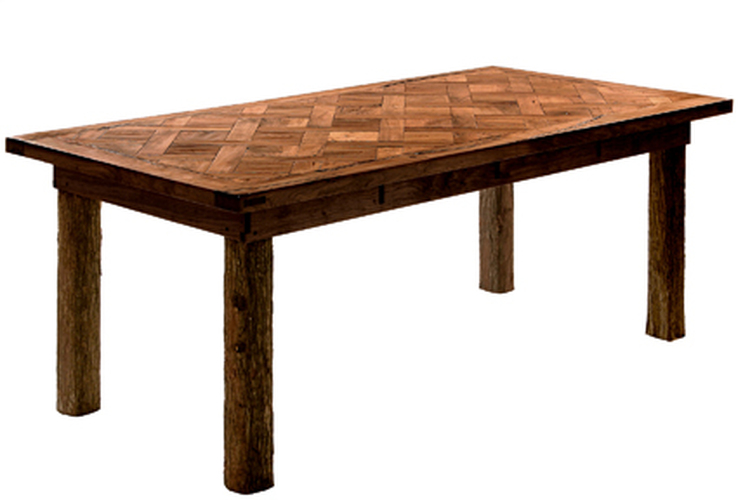Mesquite Basket Weave Table With Cypress Bark Legs