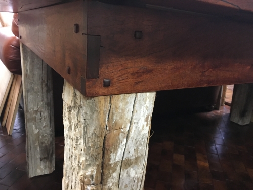 Mesquite Basket Weave Table With Cypress Bark Legs