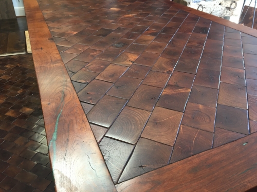 Mesquite Table with Turquoise Inlays