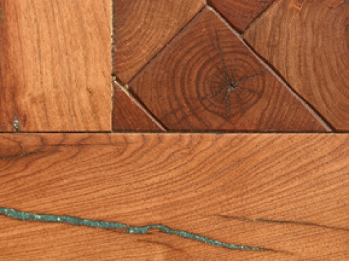 Mesquite Table with Turquoise Inlays