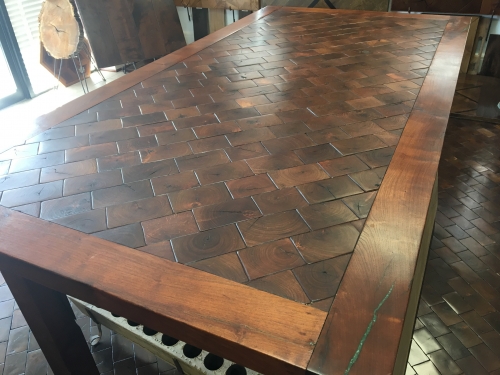 Mesquite Table with Turquoise Inlays