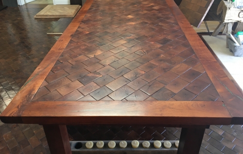 Mesquite Table with Turquoise Inlays