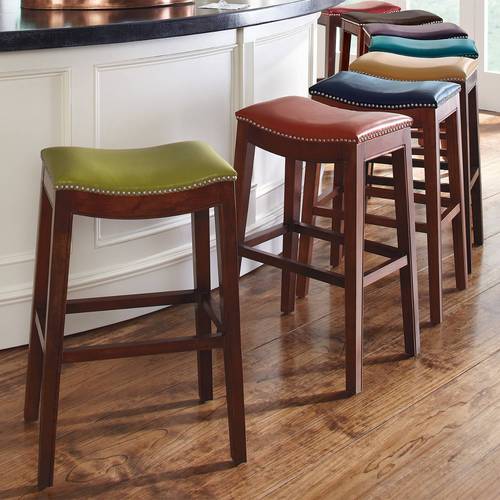 Dove Gray Leather Bar Stool Set of 2