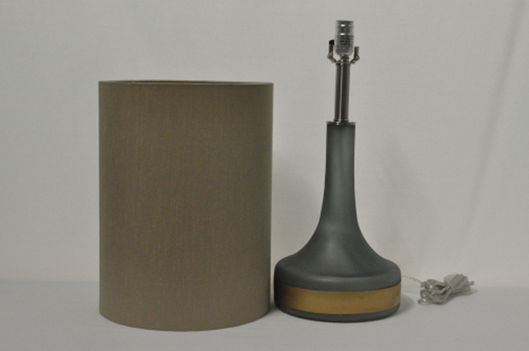 Pair of Grey Matte Gold Stripe Lamps