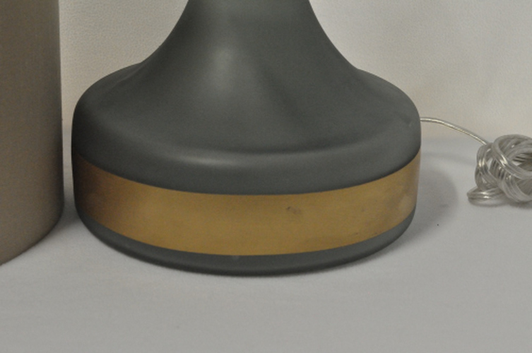 Pair of Grey Matte Gold Stripe Lamps