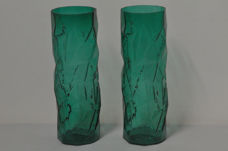 Pair of Teal Crackle Vases