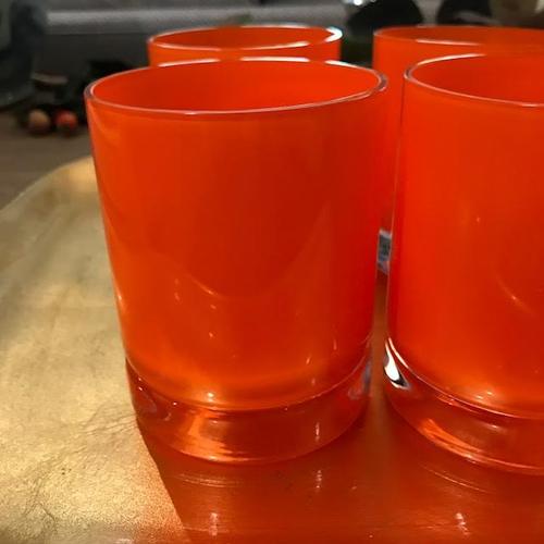 Set of 4 Orange High Ball Glasses