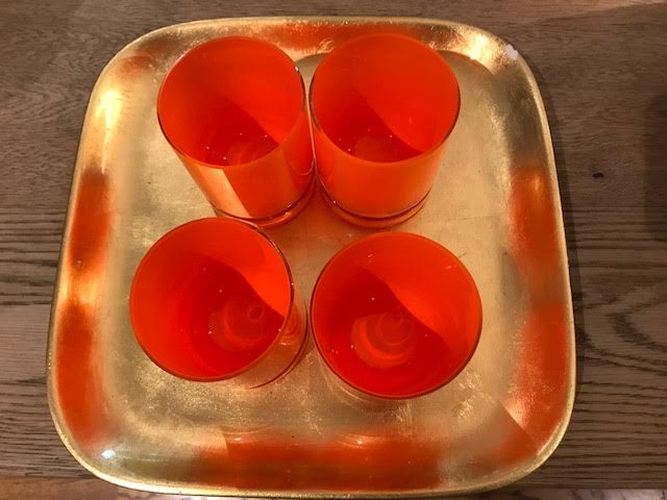 Set of 4 Orange High Ball Glasses