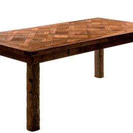 Mesquite Basket Weave Table With Cypress Bark Legs