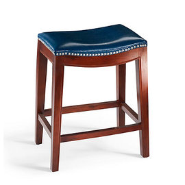 Navy Leather Bar Stools Set of 2