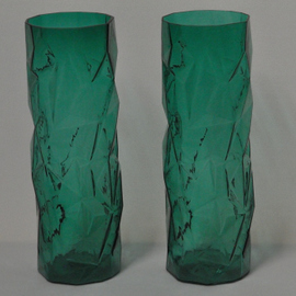Pair of Teal Crackle Vases
