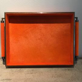 Serving Tray - Orange Hair on Hide