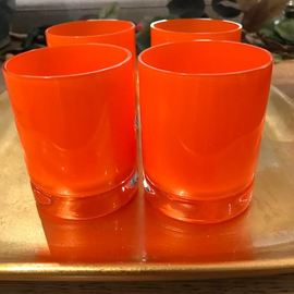 Set of 4 Orange High Ball Glasses